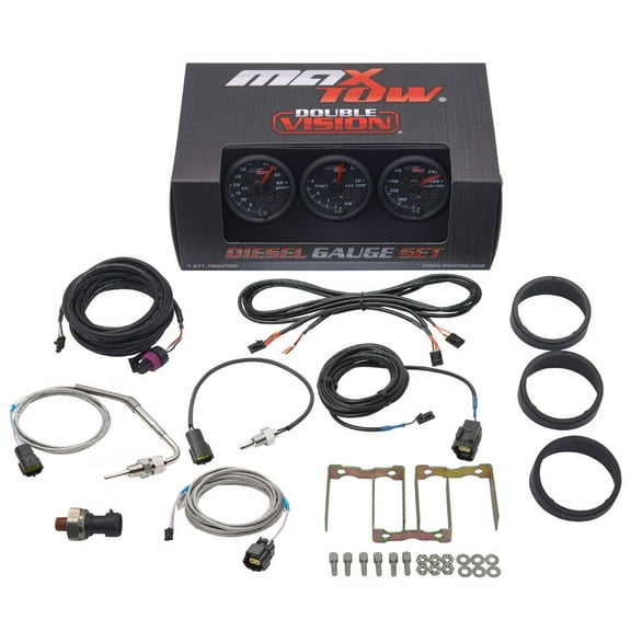 MaxTow Black and Green Diesel Gauge Set - 60 Boost, Pyrometer & Trans Temp Gauges