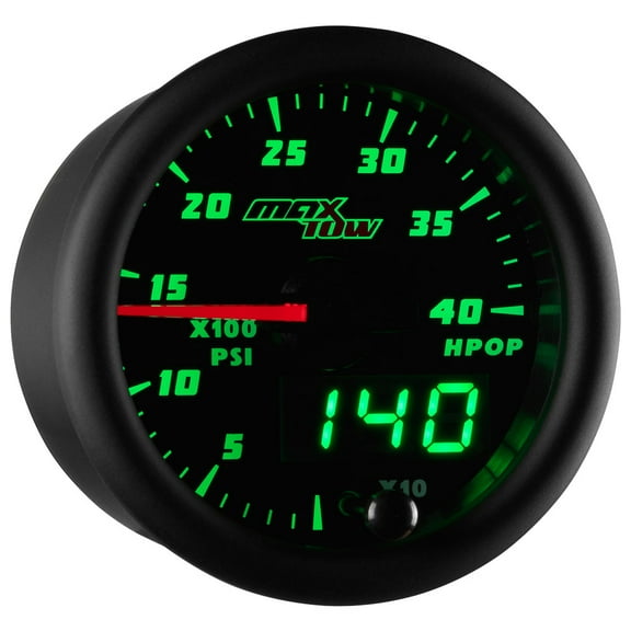 MaxTow Black and Green High Pressure Oil Pressure HPOP Gauge