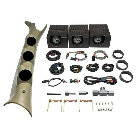 MaxTow Match Triple Pillar Gauge Package for the 2003-2009 Dodge Ram 3rd Gen Cummins w/ 60 PSI Boost, 1500 EGT & Trans Temp Gauges