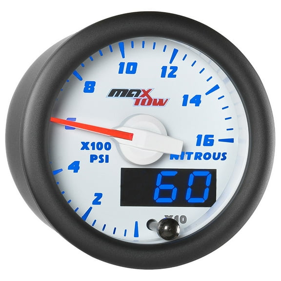 MaxTow White and Blue 1,600 PSI Nitrous Pressure NOS Gauge