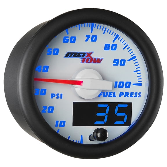 MaxTow White and Blue 100 PSI Fuel Pressure Gauge