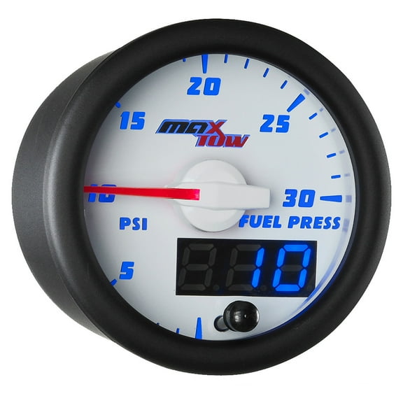 MaxTow White and Blue 30 PSI Fuel Pressure Gauge