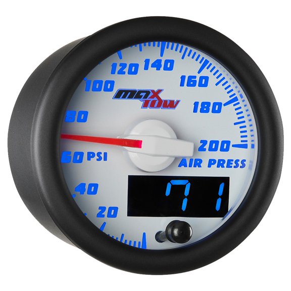 MaxTow White and Blue Air Pressure Gauge