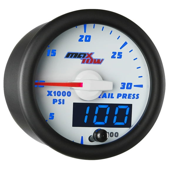 MaxTow White and Blue Fuel Rail Pressure Gauge