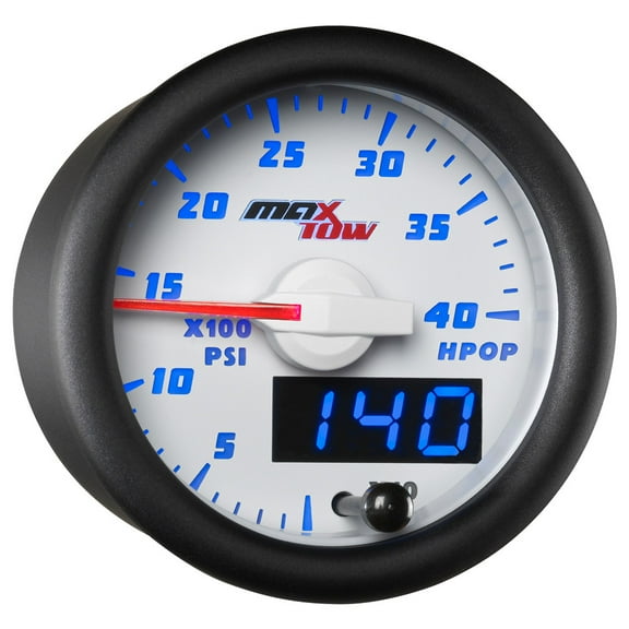 MaxTow White and Blue High Pressure Oil Pressure HPOP Gauge
