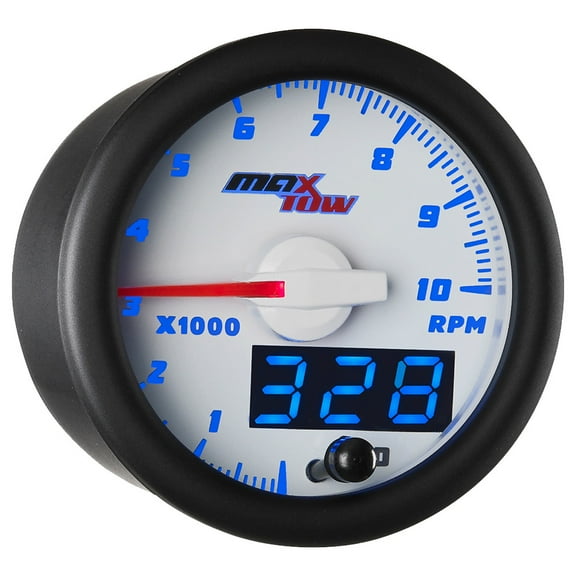 MaxTow White and Blue Tachometer Gauge
