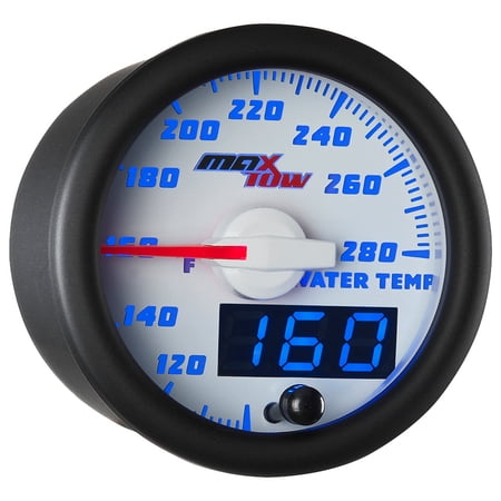 MaxTow White and Blue Water Temperature Gauge