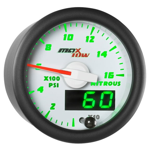 MaxTow White and Green 1,600 PSI Nitrous Pressure NOS Gauge