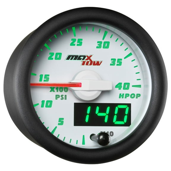 MaxTow White and Green High Pressure Oil Pressure HPOP Gauge