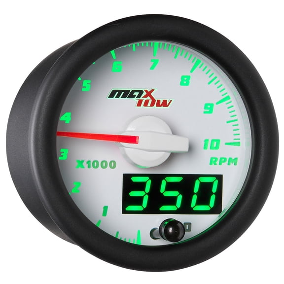 MaxTow White and Green Tachometer Gauge