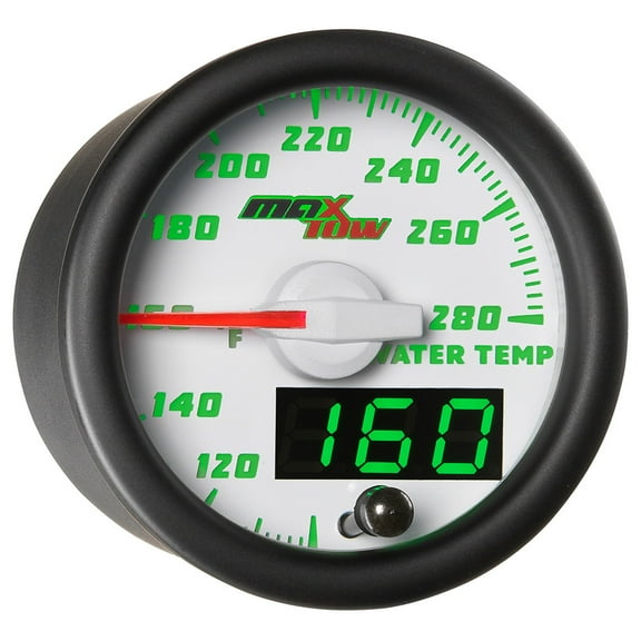 MaxTow White and Green Water Temperature Gauge