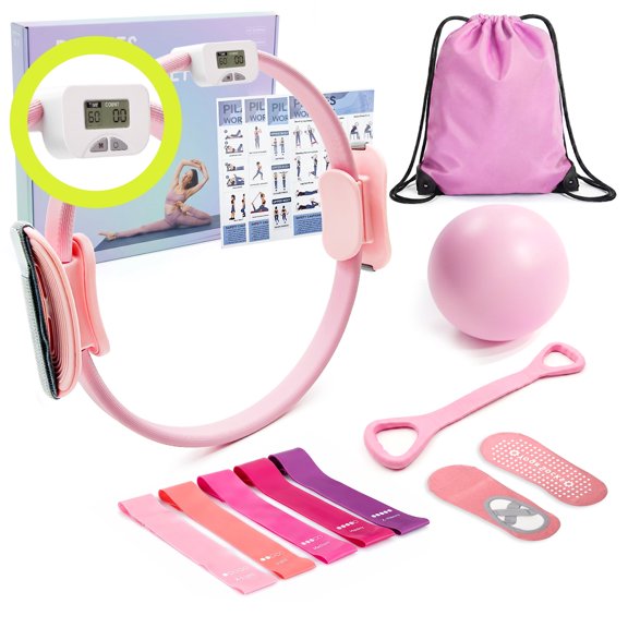 MaxU Pilates Ring and Bar Set, Pink