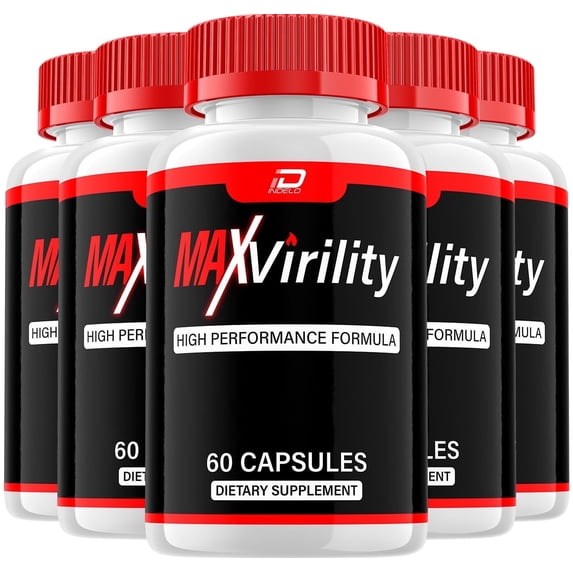 MaxVirility for Men Capsules - Max Virility Vitamin Complex Pills, All Natural Dietary Supplement, 5 Pack, 300 Capsule