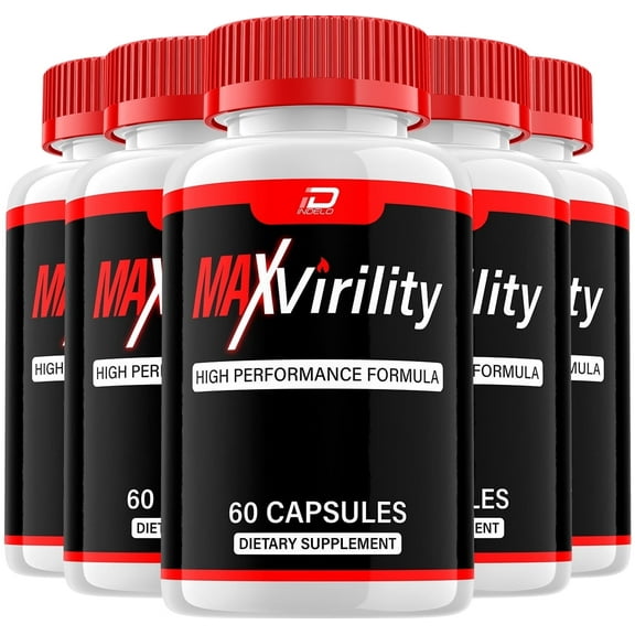MaxVirility for Men Capsules - Max Virility Vitamin Complex Pills, All Natural Dietary Supplement, 5 Pack, 300 Capsule