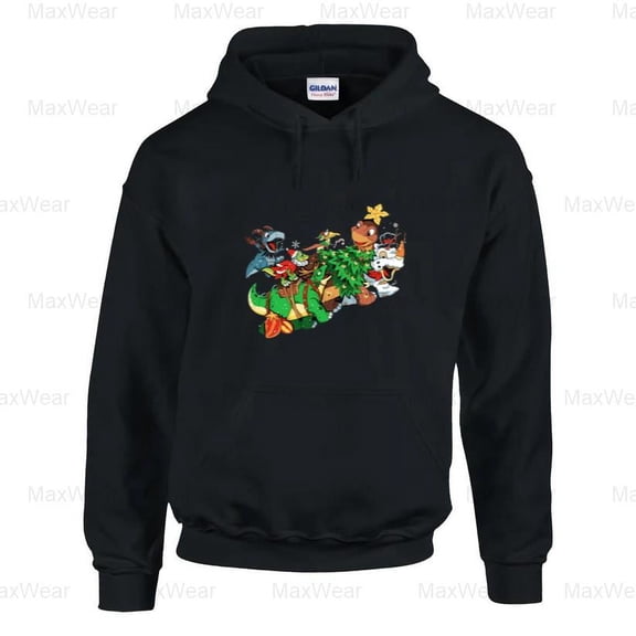 MaxWear32 Land Before Christmastime, Dinosaurs Holiday Prehistoric Cartoon Festive Hoodie, for Unisex, up to size 5XL.
