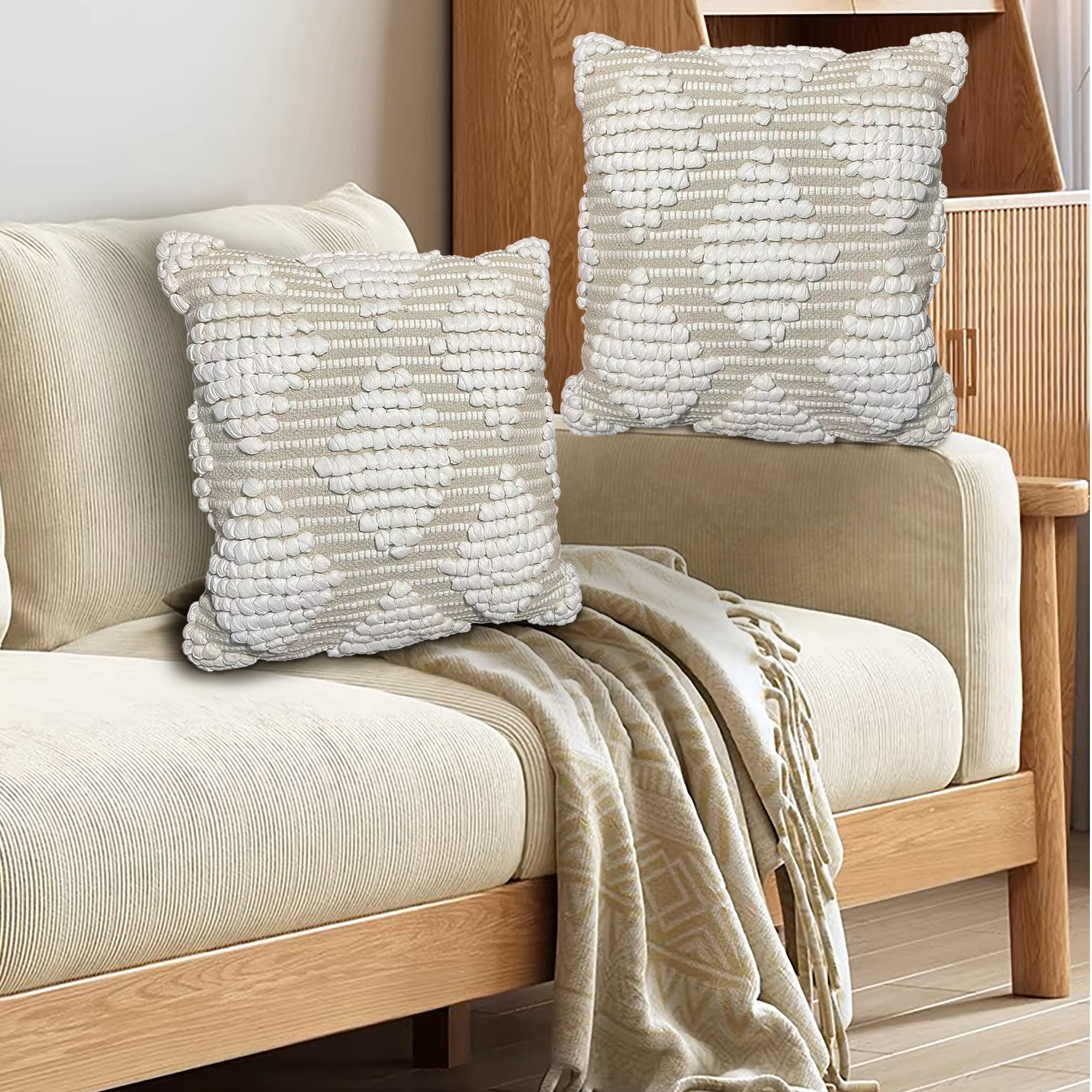 Maxa Cotton Decorative Throw Pillows 18x18" Beige 2 pack