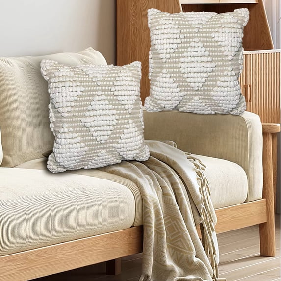 Maxa Cotton Decorative Throw Pillows 18x18" Beige 2 pack
