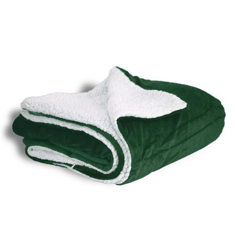 Maxam 50 x 60 in. Micro Mink Sherpa Throw Blanket Forest Green