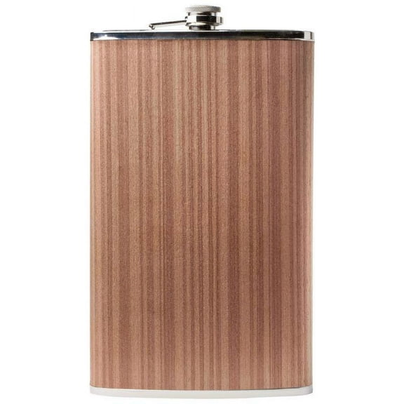 Maxam 64oz Stainless Steel Flask with Wood Wrap