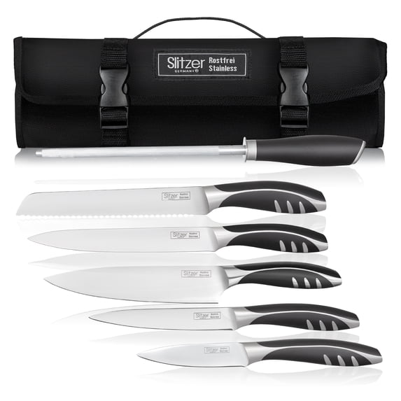 Slitzer Germany 7-Piece Chef's Cutlery Set, Ergonomically Designed, Professional Grade Chef Knives, With Travel Case