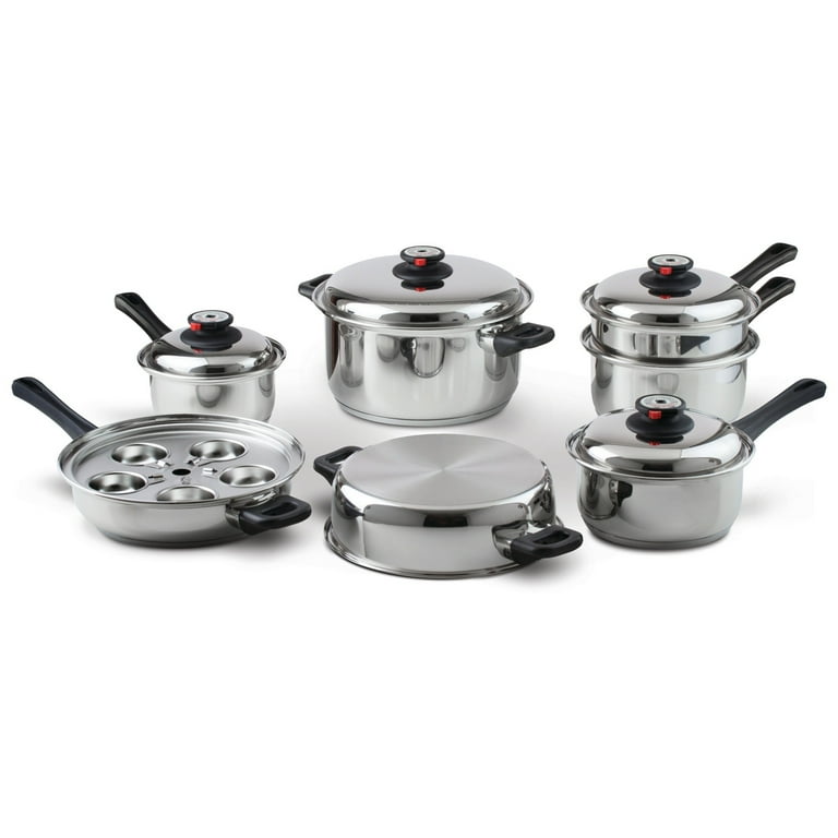 Maxam 9-Element Waterless Cooking Pot & Pan Set, Durable Stainless