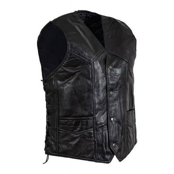 Maxam GFVBIKENP2X Buffalo Leather Vests for Men - 2XL