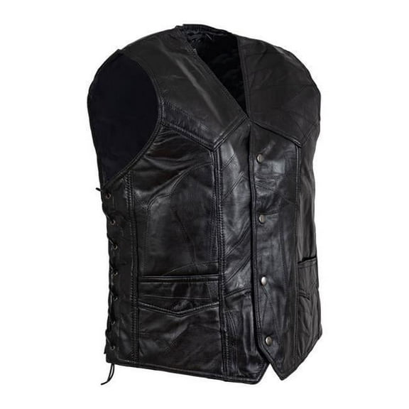 Maxam GFVBIKENPM Buffalo Leather Vests for Men - Medium