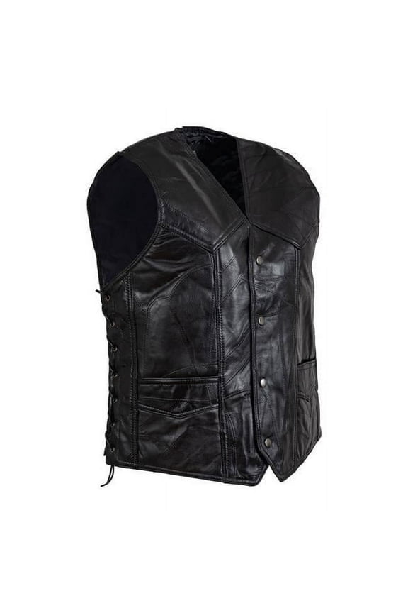 GFVBIKENPXL Buffalo Leather Vests for Men - Extra Large
