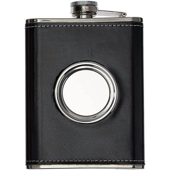 Maxam KTFLKCUP Stainless Steel Flask with Built-In Cup, 8 oz