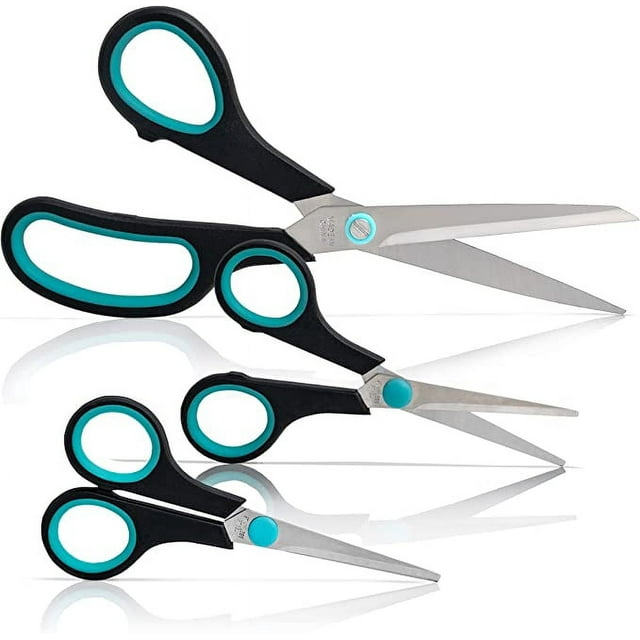 Maxam Small Household Scissor Set with Soft-Touch Handles for a Safe Comfortable Grip, 3-Pieces