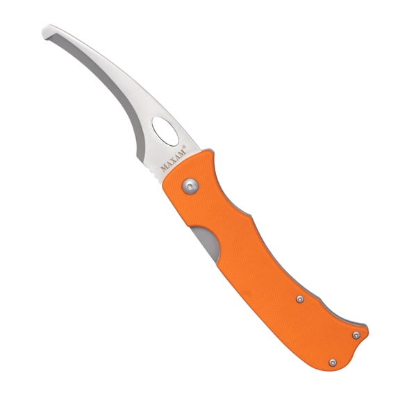 Maxam Stainless Steel Hawkbill Blade - Easy-Grip G10 Handle, Steel Back, Pocket Clip
