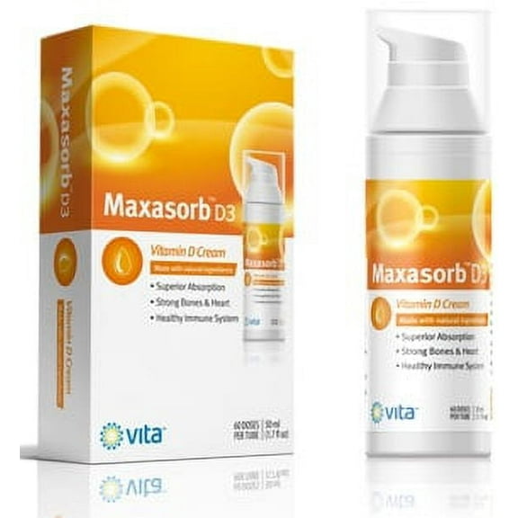 Maxasorb Vitamin D3 Cream for Healthy Skin Care 1000 IU D3 Lotion