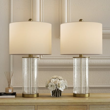 Maxax Bubble Glass Table Lamps for Living Room Set of 2,  23"  Modern Gold Bedside Nightstand Lamps for Bedroom