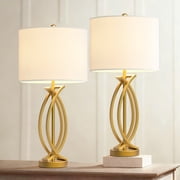 Maxax 26" Dimmable Gold Table Lamps with White Fabric Shade, Set of 2 for Living Room, Bedroom, Office