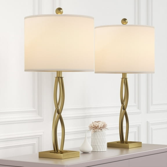 Maxax 26" Gold Table Lamps Set of 2 , Modern 3-Way Dimmable Bedside Lamps for Living Room, Bedroom, Nightstand, End Table, Office