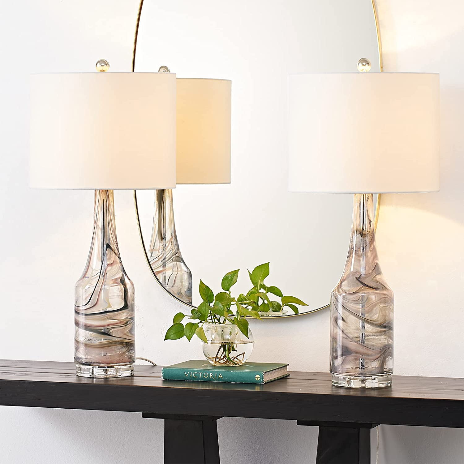 Maxax 28.5'' Grey Glass Table Lamps Set of 2