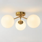 Maxax 3 Globe Ceiling Light 17 Inch Mid Century Modern Semi Flush Mount Ceiling Light Fixture for Bedroom,Living Room,Dinning Room, Foyer, Hallway