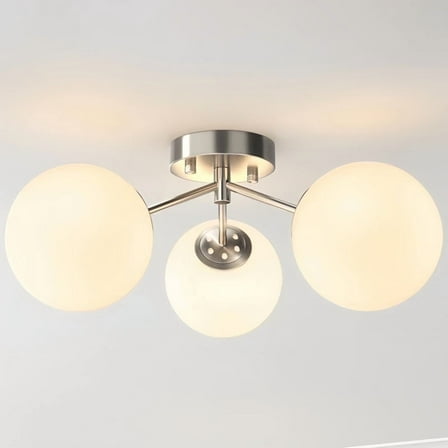 Maxax 3 Globe Ceiling Light 17" Mid Century Modern Semi Flush Mount Ceiling Light Fixture for Bedroom,Living Room,Dinning Room, Foyer, Hallway