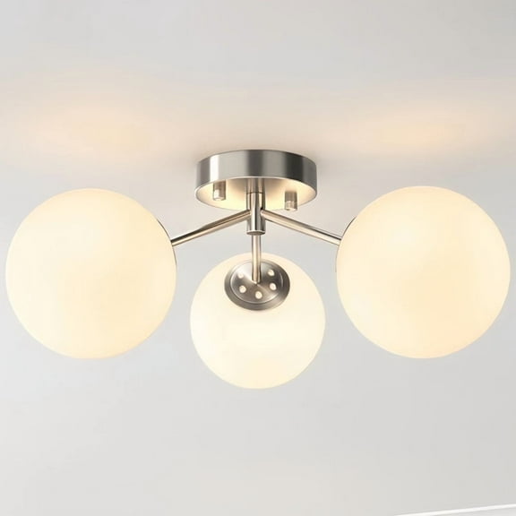 Maxax 3 Globe Ceiling Light 17" Mid Century Modern Semi Flush Mount Ceiling Light Fixture for Bedroom,Living Room,Dinning Room, Foyer, Hallway