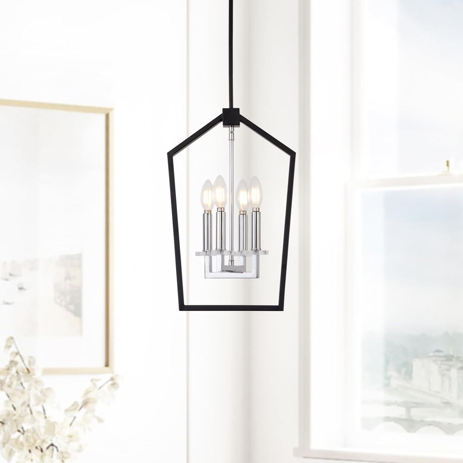 Maxax 4 - Light Lantern Square Chandelier Modern Pendant Light with ...