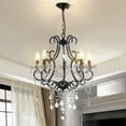 thumbnail image 1 of Maxax 5 Lights K9 Crystal Chandelier, Modern Raindrop Candelabra Pendant Lamp, Candle Ceiling Hanging Lighting Fixture, for Dining Room, Living Room, Black, 1 of 6