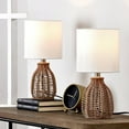 thumbnail image 1 of Maxax Boho Mini Table Lamps Set of 2 , 13" Farmhouse Rattan Beside Lamps with White Fabric Shade for Bedroom, Living Room, 1 of 6