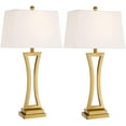 thumbnail image 1 of Maxax Contemporary Table Lamps Set of 2, Brass Gold 30.75'' Tall Bedside Lamps with White Rectangular Shade for Living Room Bedroom for Home Office Entryway, 1 of 9