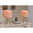 thumbnail image 1 of Maxax Pink Feather Table Lamps Set of 2, 19" Modern Feather Bedside Lamp, Gold Tripod End Table Lamps for Living Room, Bedroom, Dining Room, 1 of 6