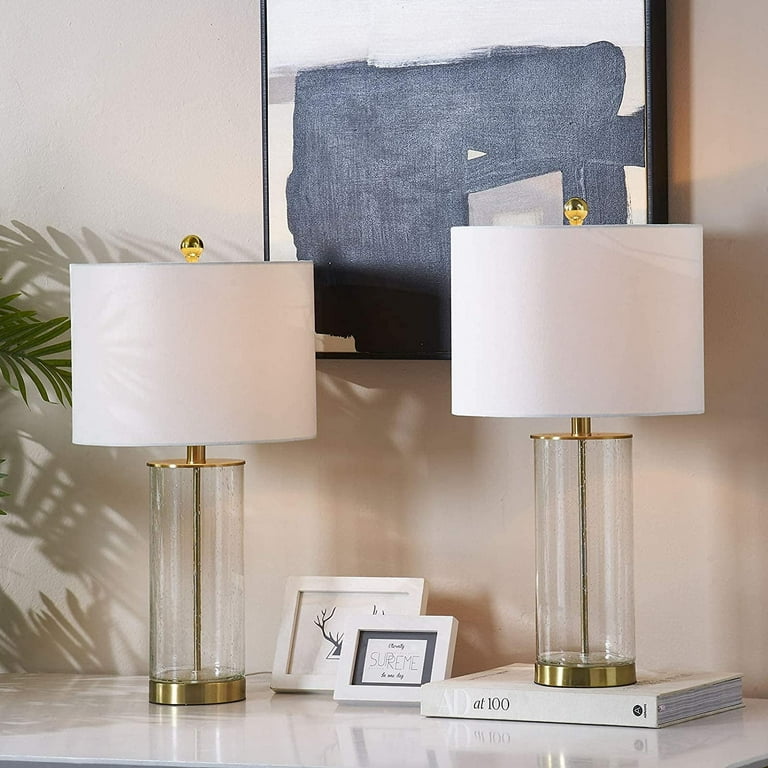 Maxax Pair of Bedside Table Lamps 3 Way Dimmable Glass Nightstand Lamp for Bedroom Living Room Walmart