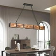 Maxax Wood LED Chandelier，4 Lights Farmhouse Lighting Fixtures，Black