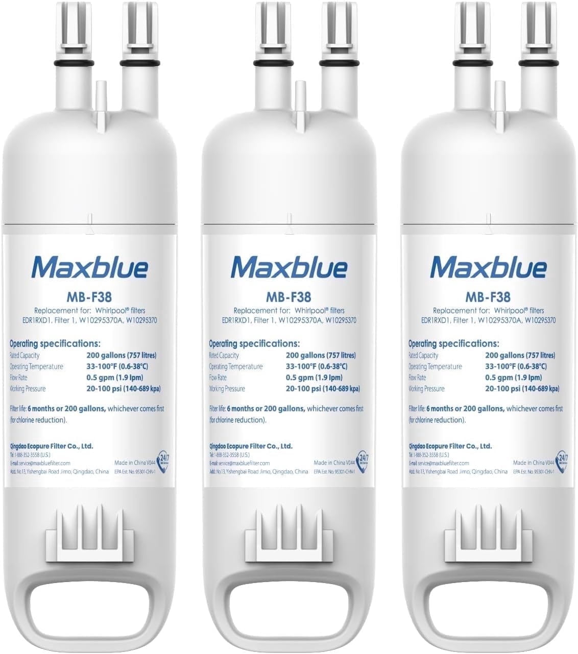 Maxblue EDR1RX D1 Refrigerator Water Filter, 3 Filters (Package May Vary)