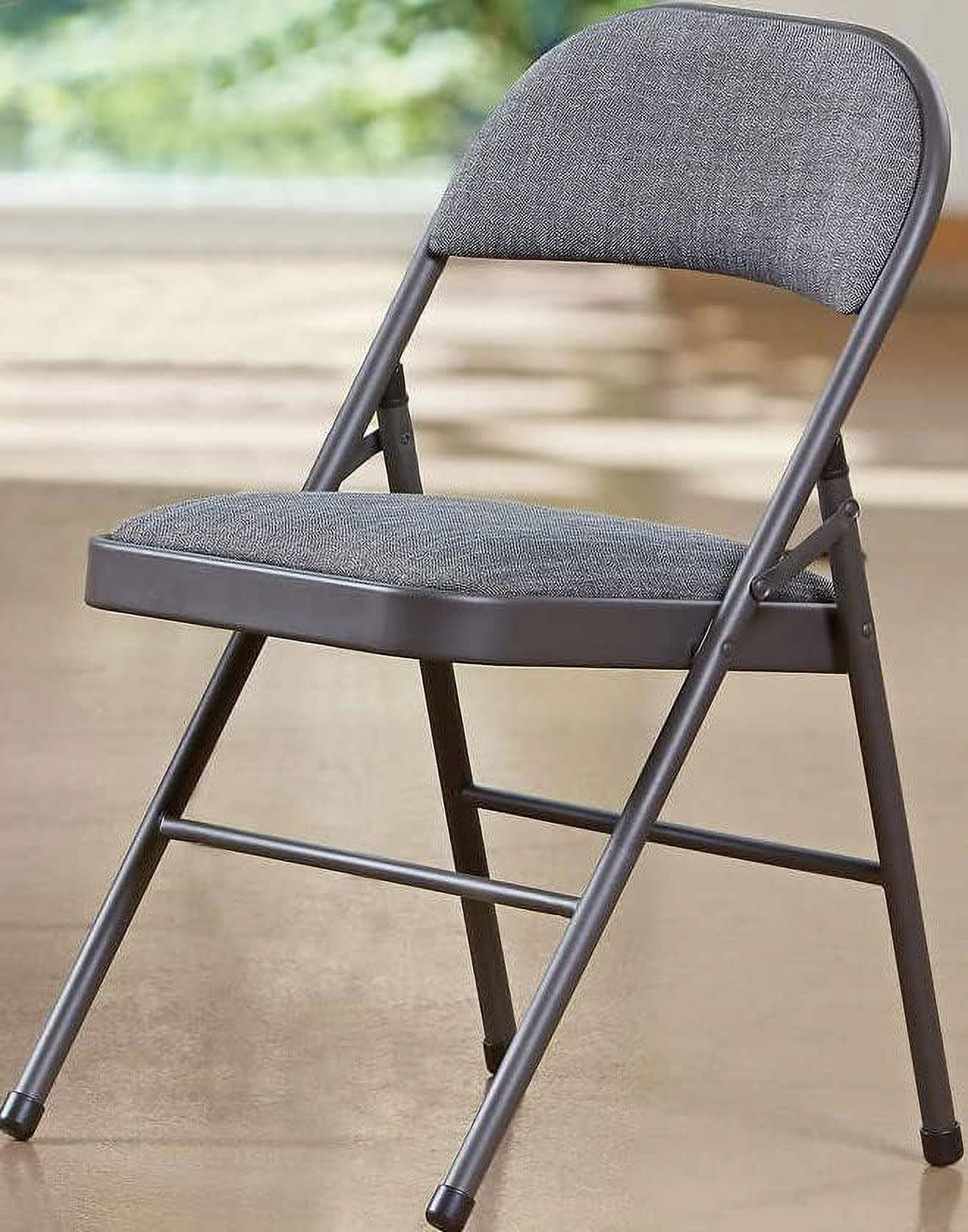 Deluxe Alloy Steel Folding Chair with Padded Upholstered Seat