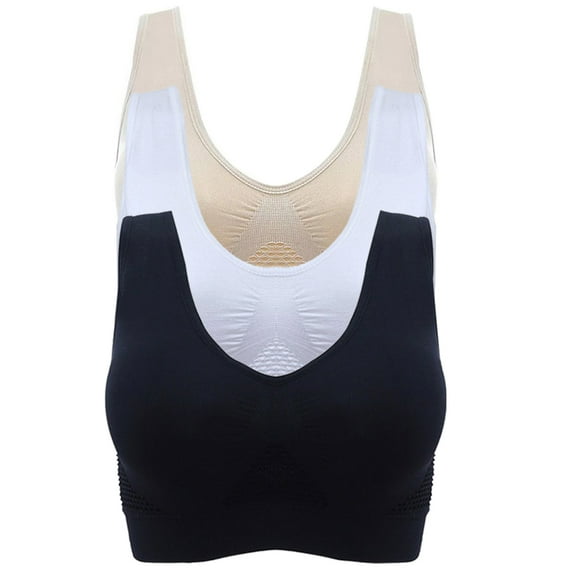 Maxcozy 3Pcs Women Sports Bras Seamless Stretch Push Up Bra Yoga Gym Workout Strap Vest Tops