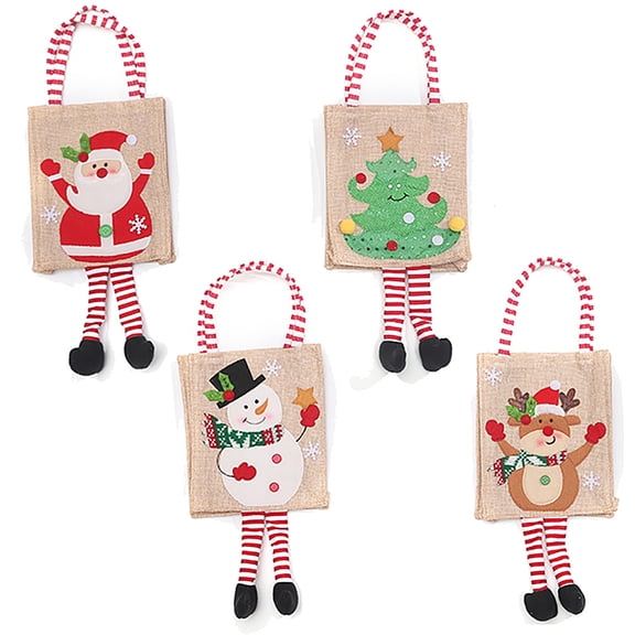 Maxcozy 4Pcs Christmas Pop Shoulder Bag for kids Boys Girls Candy Bags Shopping Bags Gift Bags with Handles Party Favors